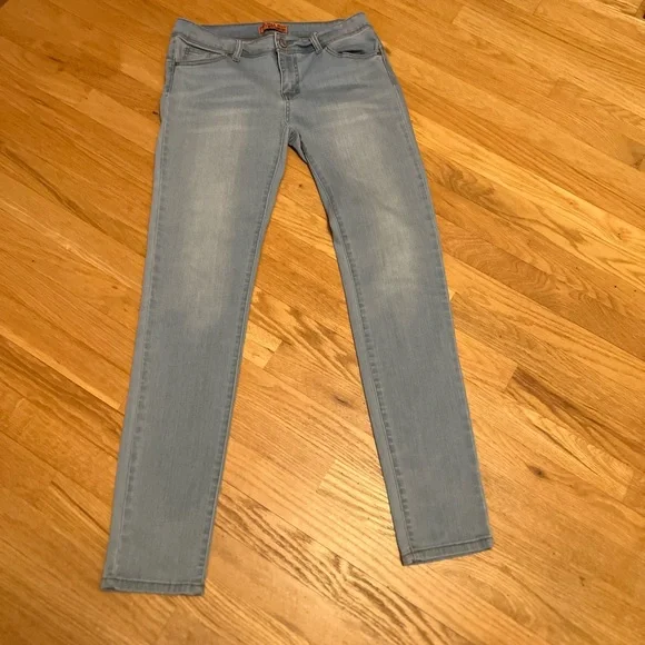 Ladies Juniors Size 11 Wax Jean Butt I Love You Light Blue Skinny Jeans GUC - Picture 1 of 7